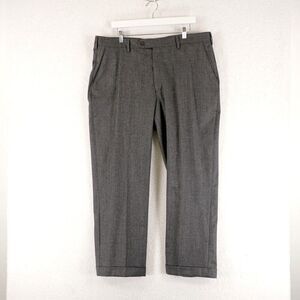 Berle Flannel Wool Gray Flat Front Cuffed High‎ Rise Lined Dress Pants 39/29
